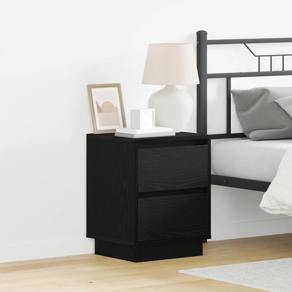 Bedside Cabinet with Black 39 x 34.5 x 50 cm Engineered wood